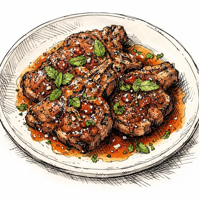 Cast-Iron Seared Lamb Shoulder Chops with Pepper Jelly & Mint Pan Sauce