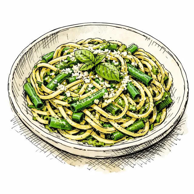 The Ligurian Mortar: Linguine with Crushed Basil and Green Beans