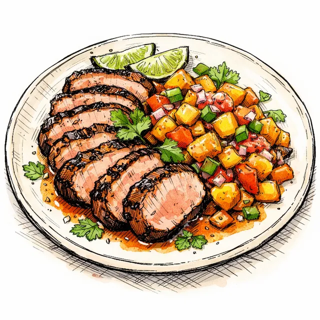 15-Minute Guajillo-Seared Pork Tenderloin with Warm Peach Salsa
