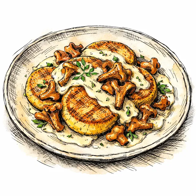 The Bagatti Valsecchi Loggia: Gentle Pan-Seared Polenta Medallions with Wild Chanterelles and Taleggio Fonduta