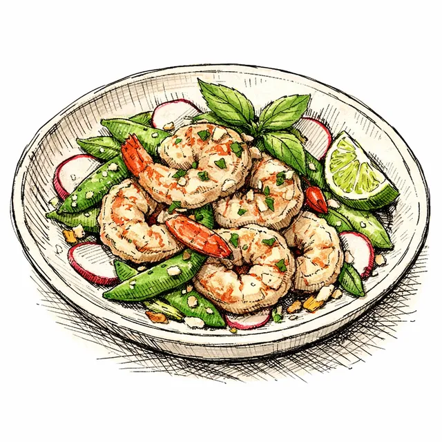 The Capri-to-Colombo Iced Basil-Coconut Wild Shrimp & Sugar Snap Pea Desk Escape