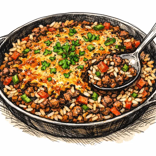 20-Minute "Crispy-Crust" Cajun Beef & Rice Skillet