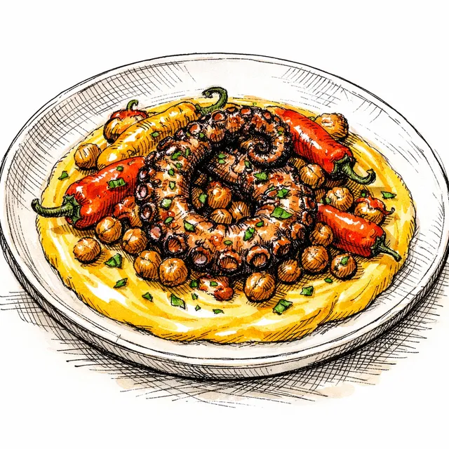 Fire-Roasted Octopus with Golden Saffron Tahini