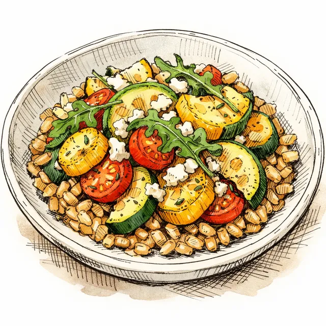 The Farro Terrazzo: A Warm Summer Squash Array
