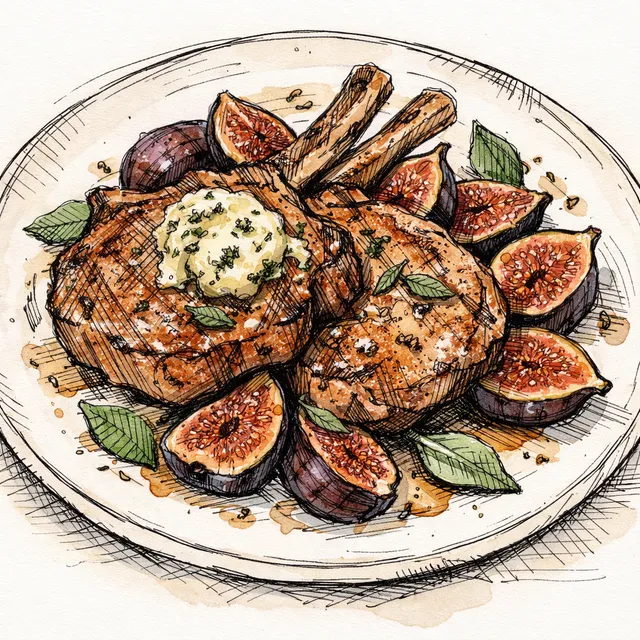 The Magenta Veranda: Gentle Pan-Roasted Veal Chops with Blistered Summer Figs and Sage-Parmigiano Butter