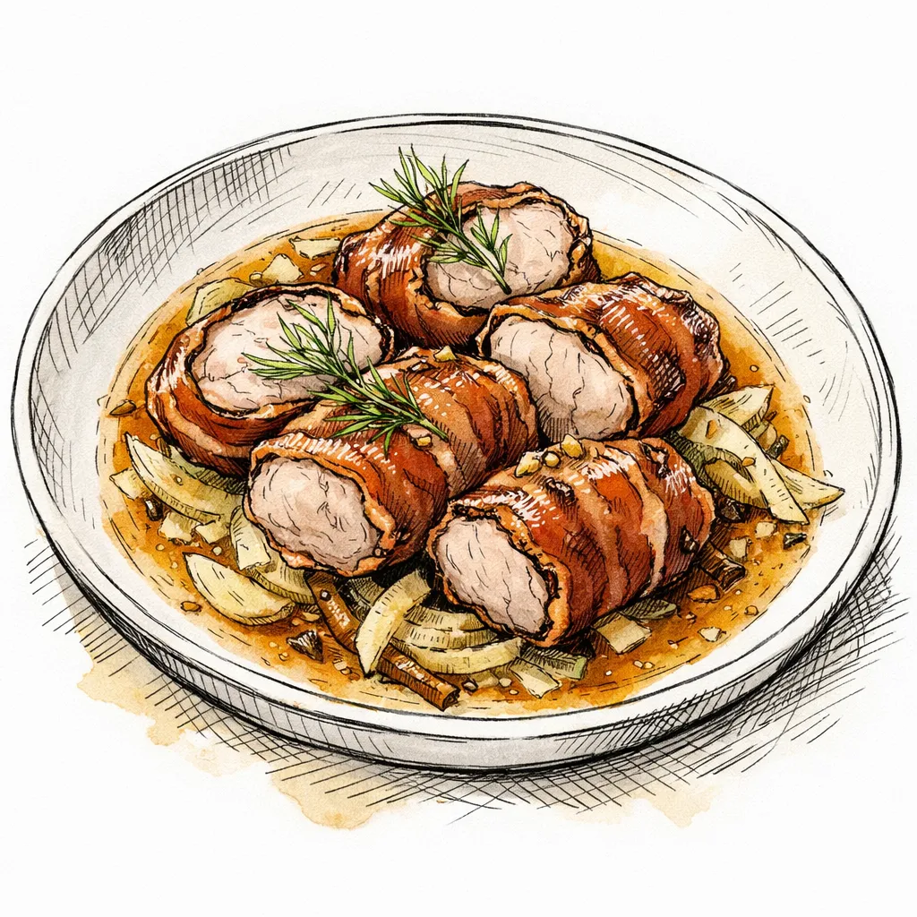 The Parmense Vault: Prosciutto-Wrapped Pork Tenderloin with Vermouth and Fennel by Elena Rossi | inspochef | inspochef