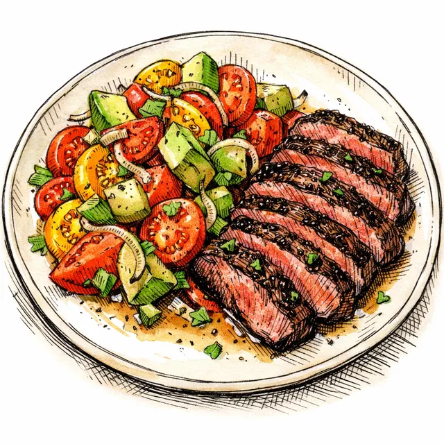 Seared Bavette Steak & Heirloom Tomato Salade
