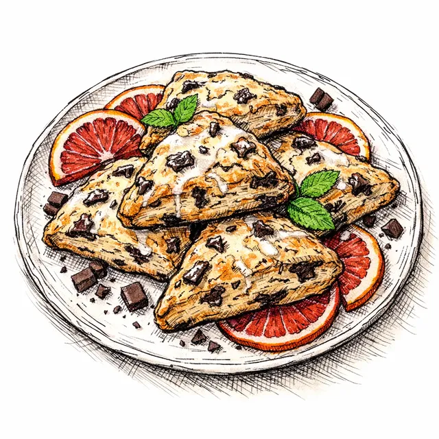 Shortcut Laminated Blood Orange & Dark Chocolate Scones